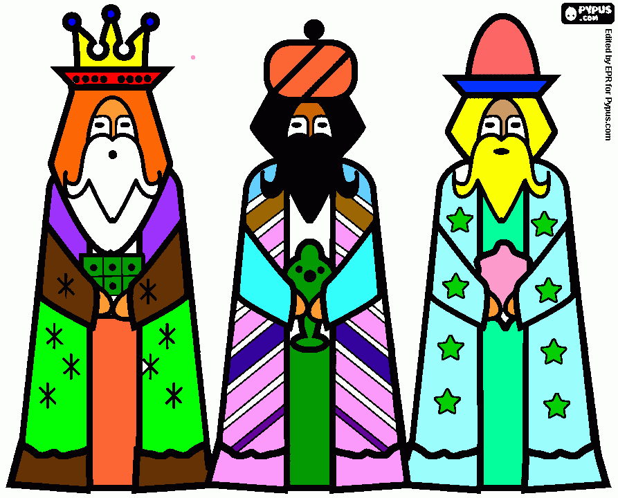 pinta els tres reis, un dibuix pintat