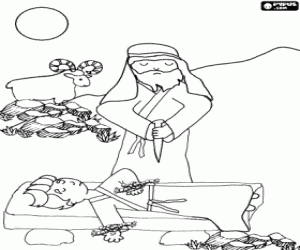 Pintar Abraham en el sacrifici del seu fill Isaac i el xai que va salvar la vida del seu primog�nit