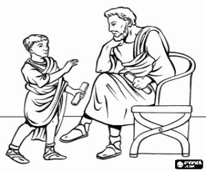 Pintar Alumne amb el seu professor o mestre a l'antiga Roma
