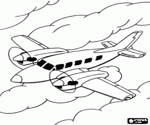 Pintar Avioneta o petit avi� amb h�lices entre els n�vols
