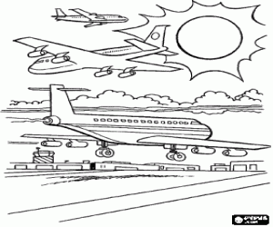 Pintar Avions en l'aterratge i sobrevolant l'aeroport