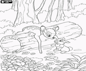 Pintar Bambi i Tambor jugant al bosc