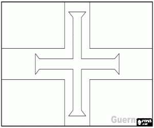 Pintar Bandera de la Batllia de Guernsey, depend�ncia de la Corona Brit�nica al canal de la M�nega