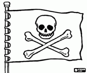 Pintar Bandera pirata amb calavera i t�bies creuades, la Jolly Roger