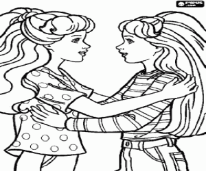 Pintar Barbie amb roba esportiva parlant amb una amiga