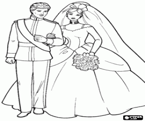 Pintar Barbie i Ken el dia del seu casament amb els seus vestits nupcials