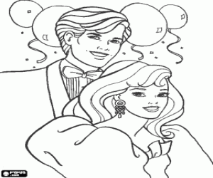 Pintar Barbie i Ken feli�os i molt elegants a la festa de la nit de cap d'any