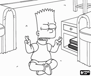 Pintar Bart assegut a terra creuant els dits