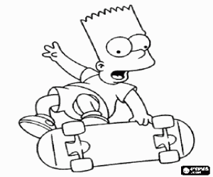 Pintar Bart Simpson caient del monopat� o skateboard