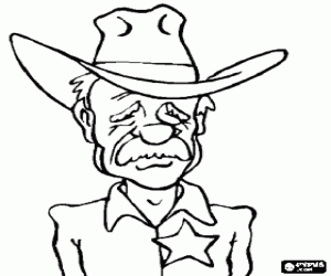 Pintar Cara del vell x�rif amb el barret de cowboy i l'estrella al pit