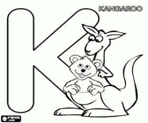 Pintar Carta de K amb un cangur i un �s nad�