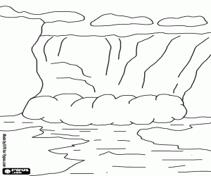 Pintar Cataracta amb gran cabal d'aigua vista des de la part baixa del riu