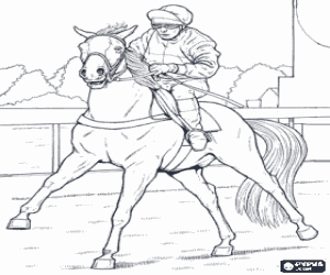 Pintar Cavall i jockey en una cursa de cavalls a l'hip�drom