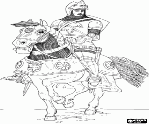 Pintar Cavaller amb armadura i casc muntant a cavall
