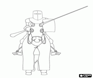 Pintar Cavaller amb la llan�a i el seu cavall totalment protegits preparats per al combat