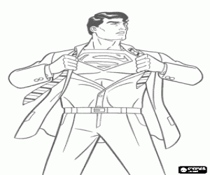 Pintar Clark Kent transformant-se en Superman amb el seu uniforme vermell i blau per lluitar per la just�cia