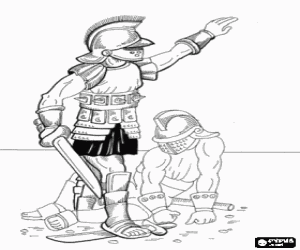 Pintar Combat entre dos gladiadors a l'amfiteatre, el vencedor pregunta al p�blic si ha de matar el ven�ut