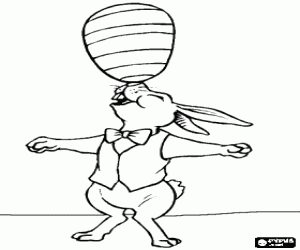 Pintar Conill fent equilibris amb un ou de Pasqua