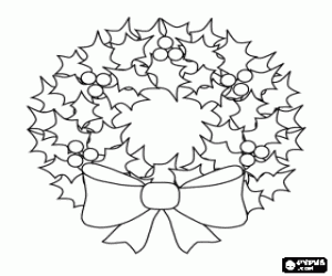 Pintar Corona de Nadal de fulles de gr�vol amb un gran lla� decoratiu