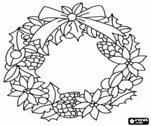 Pintar Corona decorativa feta d'elements vegetals t�pics de Nadal