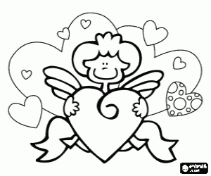 Pintar Cupido amb una decoraci� feta amb cors