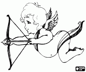 Pintar Cupido disparant una fletxa amb l'arc