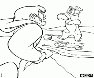 Pintar Denahi contra l'�s que pensa ha matat Kenai per� en realitat �s el seu germ� menor convertit en un �s pels esperits a la Terra d'�ssos