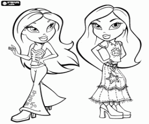 Pintar Dues noies Bratz amb els seus models d'estiu estil hippy