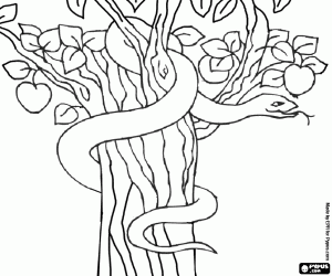 Pintar El Dimoni en forma de serp en l'Arbre de la Ci�ncia del B� i del Mal