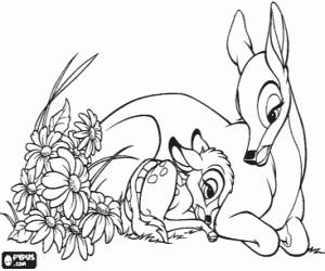 Pintar El petit Bambi al costat de la seva mare