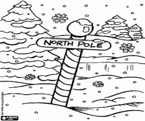 Pintar El Pol Nord on hi ha la casa de Pare Noel durant una gran nevada