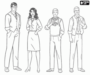 Pintar El reporter Clark Kent amb Lois Lane i altres companys del Daily Planet, Jimmy Olsen i Perry White