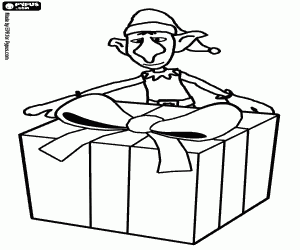 Pintar Elf de Nadal amb una gran caixa de regal