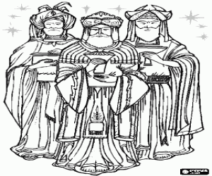Pintar Els Mags d'Orient amb les seves ofrenes i els seus elegants vestits