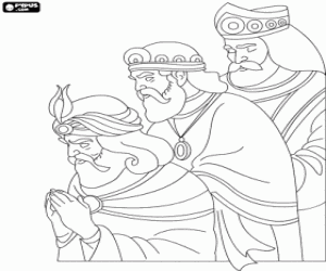 Pintar Els Reis d'Orient, Melcior, Gaspar i Baltasar, adorant al Nen Jes�s