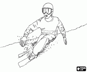 Pintar Esquiador baixant per un pendent sense pals