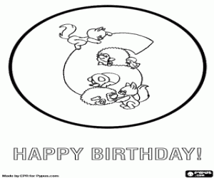 Pintar Feli� Aniversari amb animals, ja compleixes 6 anys