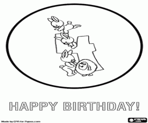 Pintar Felicitaci� d'aniversari amb animals per a nens de 4 anys