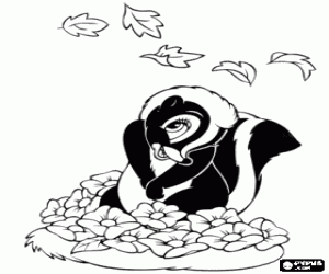 Pintar Flor, la presumida mofeta, amiga de Bambi