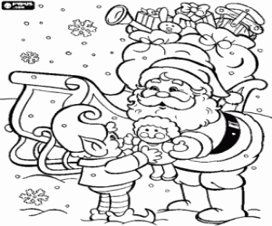 Pintar Follet ajudant al Pare Noel per a repartir els regals de Nadal