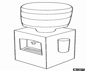 Pintar Font o dispensador d'aigua freda amb el dip�sit superior de l'aigua i el dispensador de gots