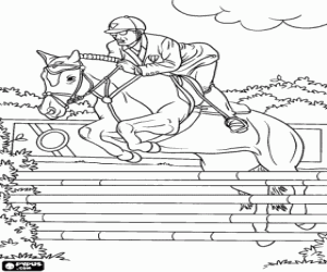 Pintar Genet i cavall participant en un concurs de salts