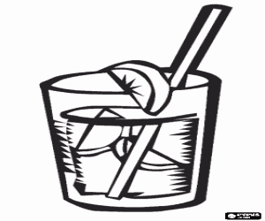Pintar Got o vas de llimonada o refresc de llimona amb una canyeta a punt per beure