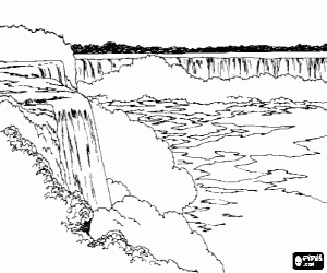Pintar Gran cataracta amb les seves m�ltiples caigudes d'aigua i els n�vols de vapor que s'aixequen