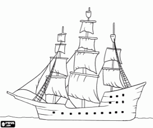 Pintar Gran veler o caravel�la amb tres pals