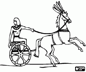 Pintar Guerrer egipci, el fara� o un noble amb el seu cavall i el seu carro de guerra