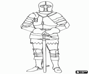 Pintar Guerrer medieval amb armadura i espasa
