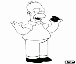 Pintar Homer Simpson menjant un donut