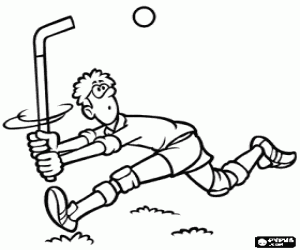 Pintar Hoquei sobre herba - Jugador amb l'estic alt per controlar una pilota alta