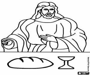 Pintar Jes�s i la benedicci� del pa i el vi